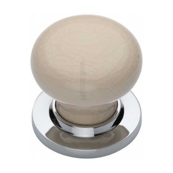 Cream Crackle Mortice Door Knob With Polished Chrome Base - 8010-PC Picture of Cream Crackle Mortice Door Knob With Polished Chrome Base - 8010-PC