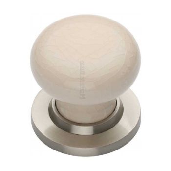 Cream Crackle Mortice Door Knob With Satin Nickel Base - 8010-SN Picture of Cream Crackle Mortice Door Knob With Satin Nickel Base - 8010-SN