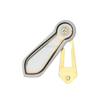 White Porcelain Key Hole Cover With Gold Trim Feature White Porcelain Key Hole Cover With Gold Trim Feature