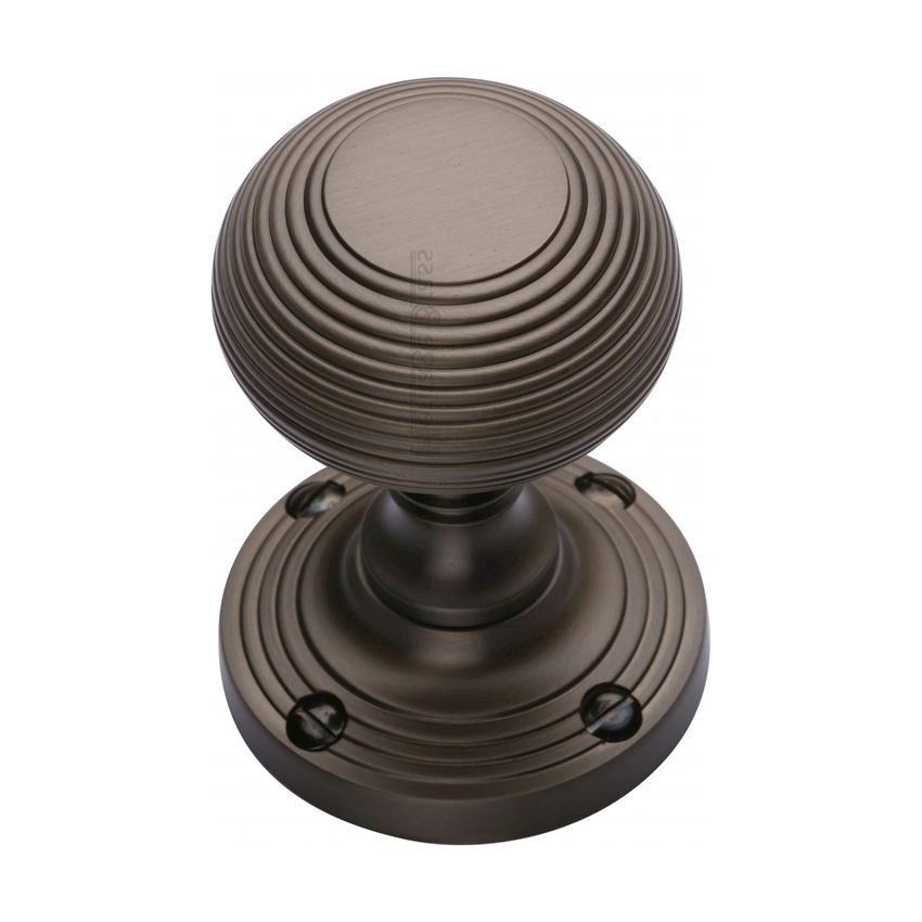 Reeded Mortice Knob In Matt Bronze Finish - V971-MB 