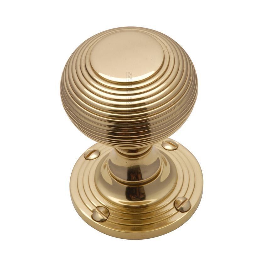 Reeded Mortice Knob In Polished Brass Finish - V971-PB