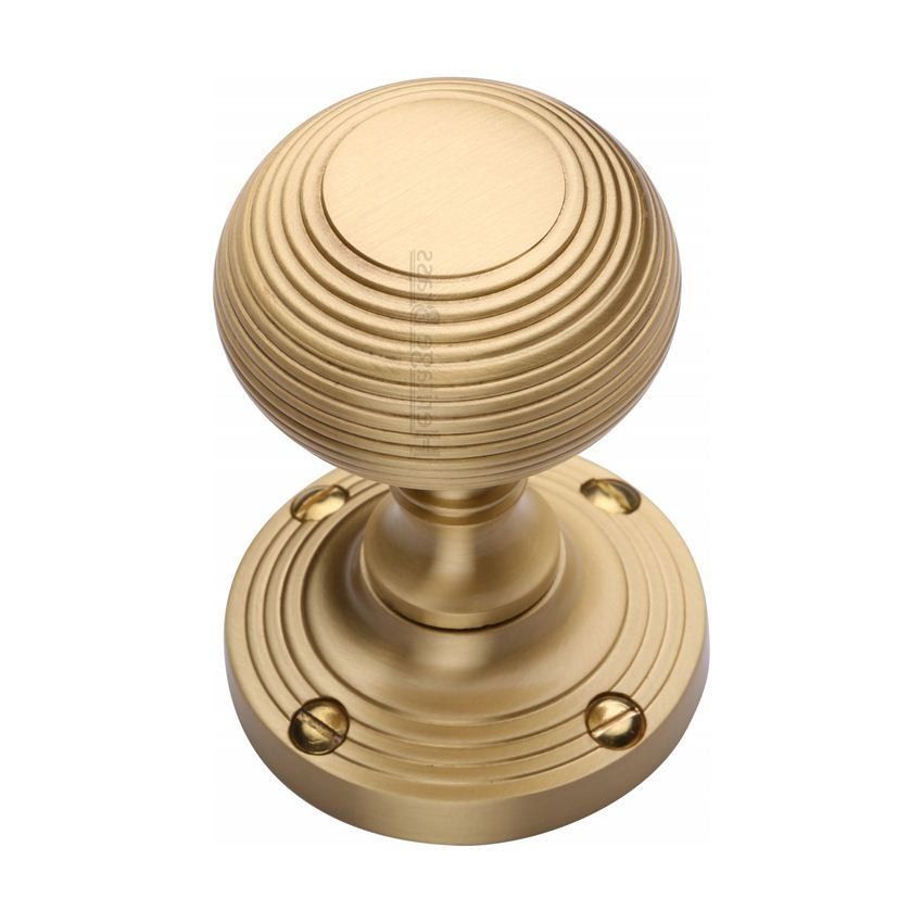 Reeded Mortice Knob In Satin Brass Finish - V971-SB