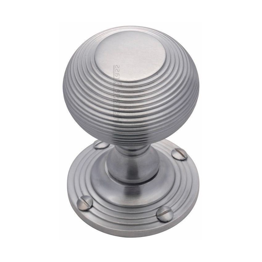 Reeded Mortice Knob In Satin Chrome Finish - V971-SC