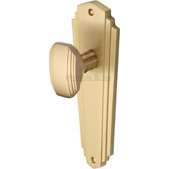 Charlston Mortice Knob On Latch Plate In Satin Brass Finish - CHA1910-SB Charlston Mortice Knob On Latch Plate In Satin Brass Finish - CHA1910-SB