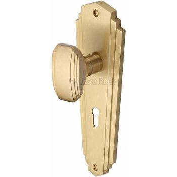 Charlston Mortice Knob On Lock Plate In Satin Brass Finish - CHA1900-SB Charlston Mortice Knob On Lock Plate In Satin Brass Finish - CHA1900-SB