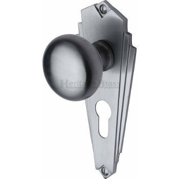 Broadway Mortice Knob On Euro Profile Plate In Satin Chrome Finish - BR1848-SC Broadway Mortice Knob On Euro Profile Plate In Satin Chrome Finish - BR1848-SC