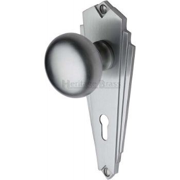Broadway Mortice Knob On Lock Plate In Satin Chrome Finish - BR1800-SC Broadway Mortice Knob On Lock Plate In Satin Chrome Finish - BR1800-SC