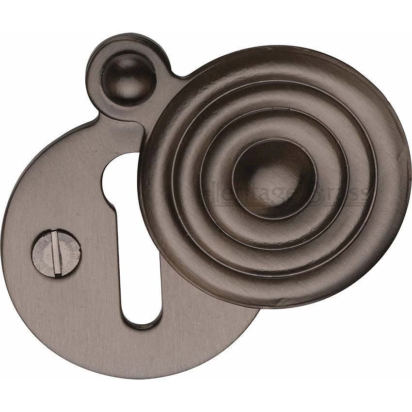 Reeded Keyhole Cover In Matt Bronze Finish - V972-MB