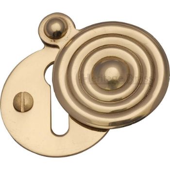 Reeded Keyhole Cover In Polished Brass Finish - V972-PB Reeded Keyhole Cover In Polished Brass Finish - V972-PB
