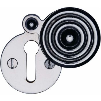 Reeded Keyhole Cover In Polished Chrome Finish - V972-PC Reeded Keyhole Cover In Polished Chrome Finish - V972-PC