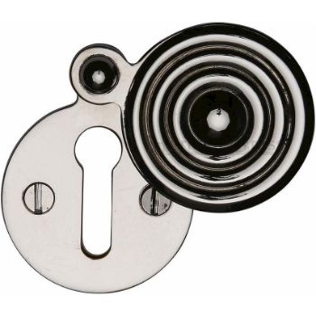 Reeded Keyhole Cover In Polished Nickel Finish - V972-PNF Reeded Keyhole Cover In Polished Nickel Finish - V972-PNF
