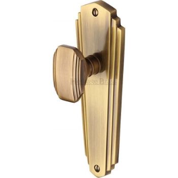 Charlston Mortice Knob On Latch Plate In Antique Brass Finish - CHA1910-AT Charlston Mortice Knob On Latch Plate In Antique Brass Finish - CHA1910-AT