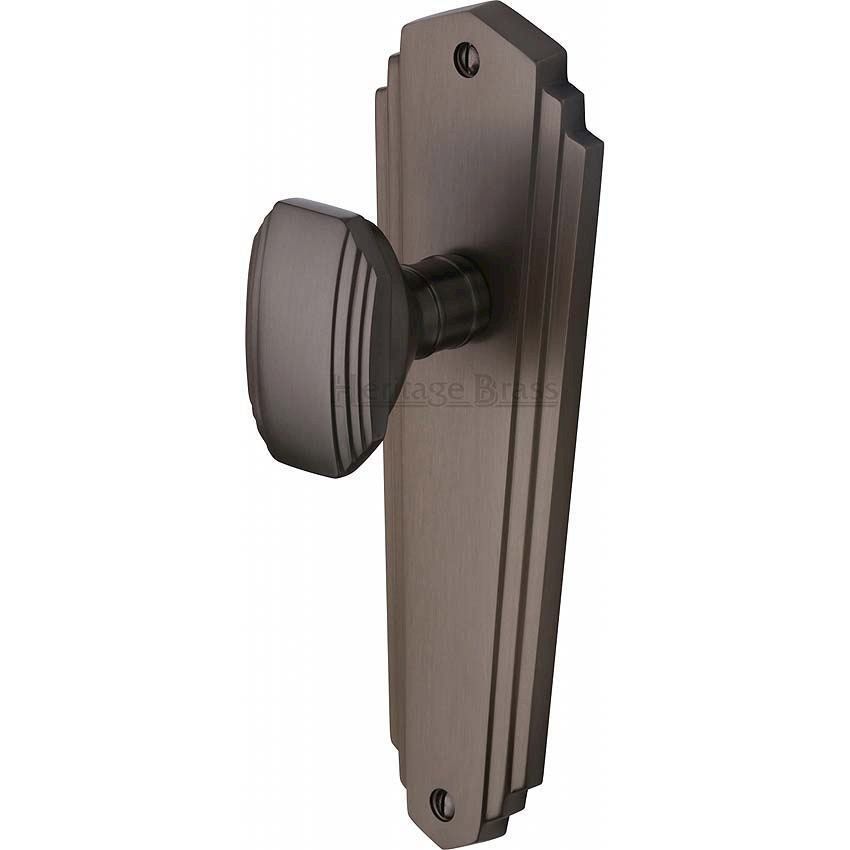 Charlston Mortice Knob On Latch Plate In Matt Bronze Finish - CHA1910-MB