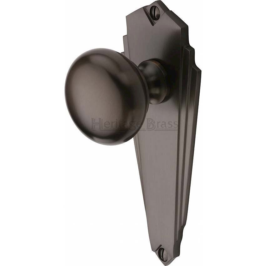 Broadway Mortice Knob On Latch Plate In Matt Bronze Finish - BR1810-MB