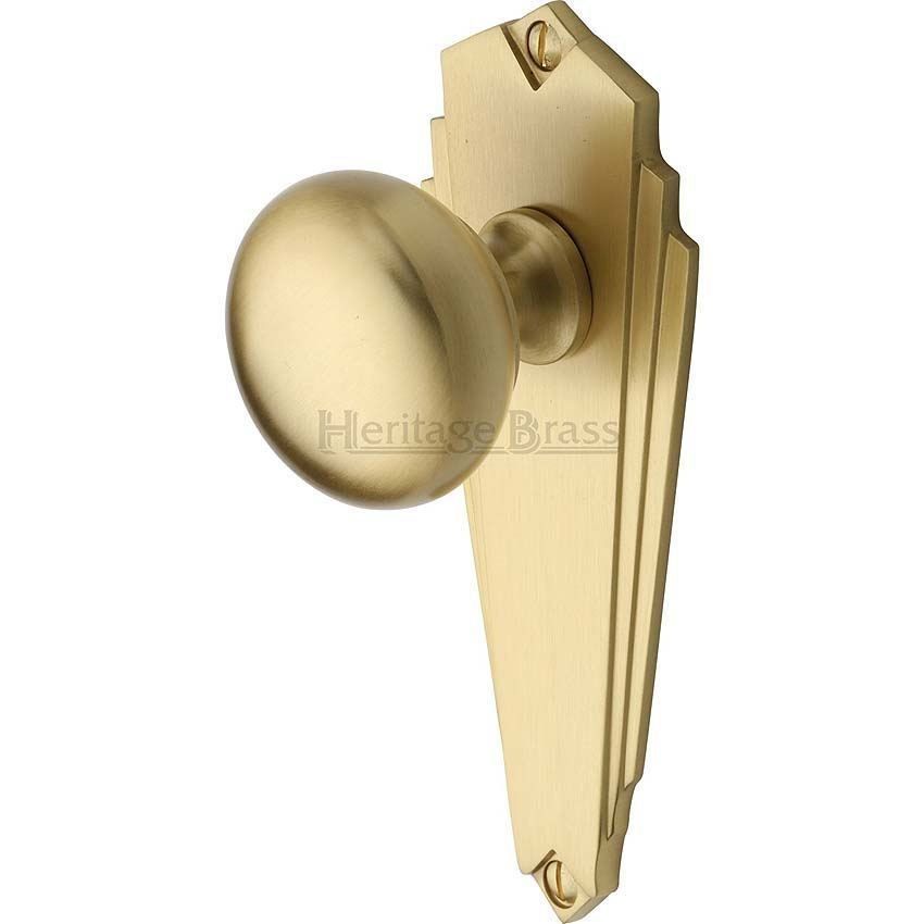 Broadway Mortice Knob On Latch Plate In Satin Brass Finish - BR1810-SB