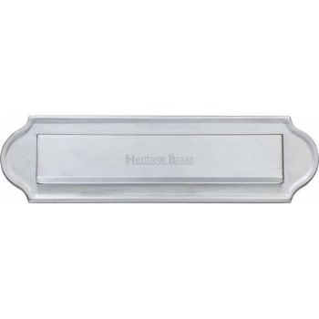 Gravity Flap Curved End Letter Plate In Satin Chrome Finish - V843-SC