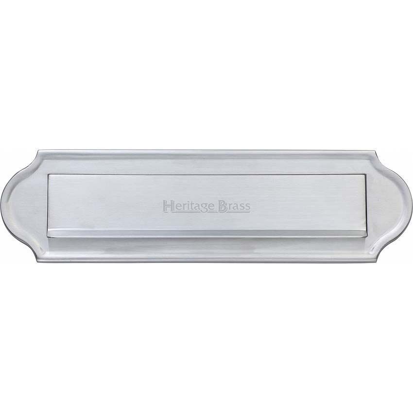 Gravity Flap Curved End Letter Plate In Satin Chrome Finish - V843-SC