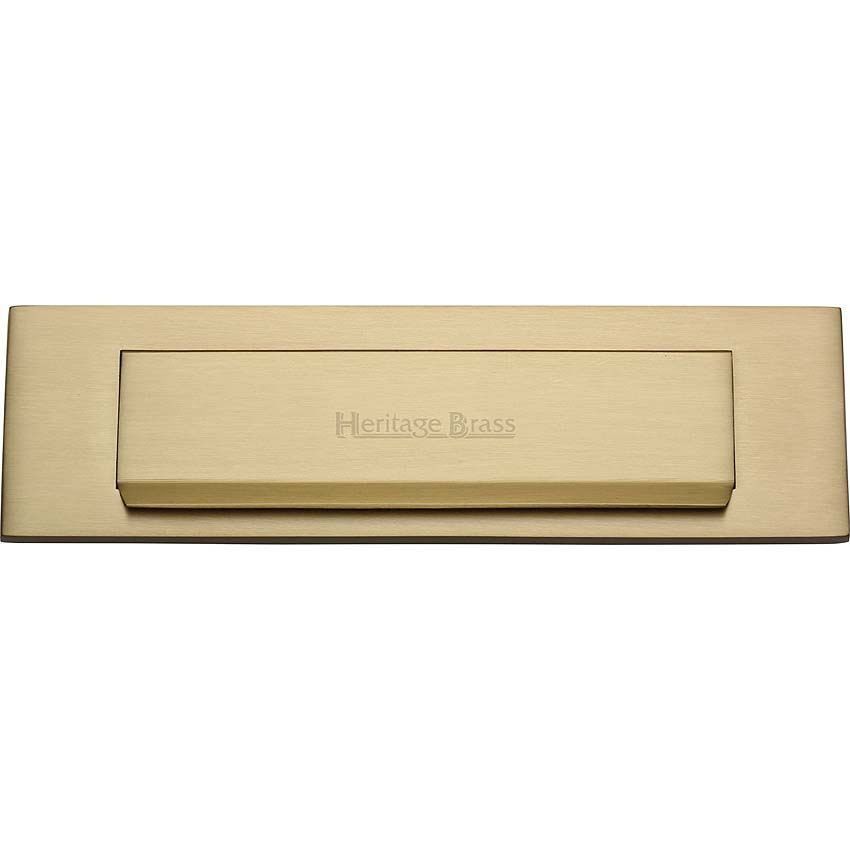 Gravity Flap Letter Plate In Satin Brass Finish - V842-SB