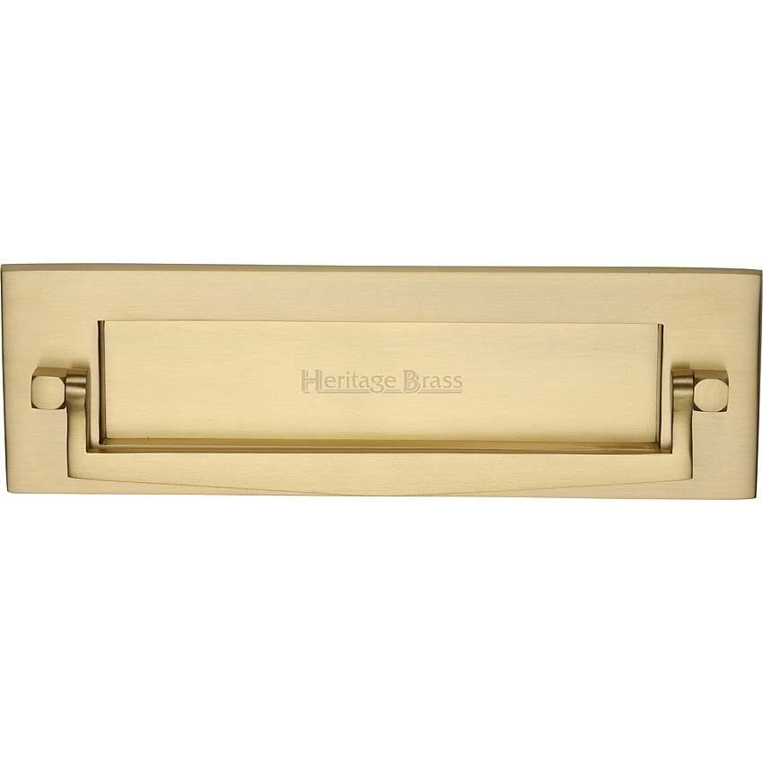 Postal Knocker Letter Plate In Satin Brass Finish - V830-SB