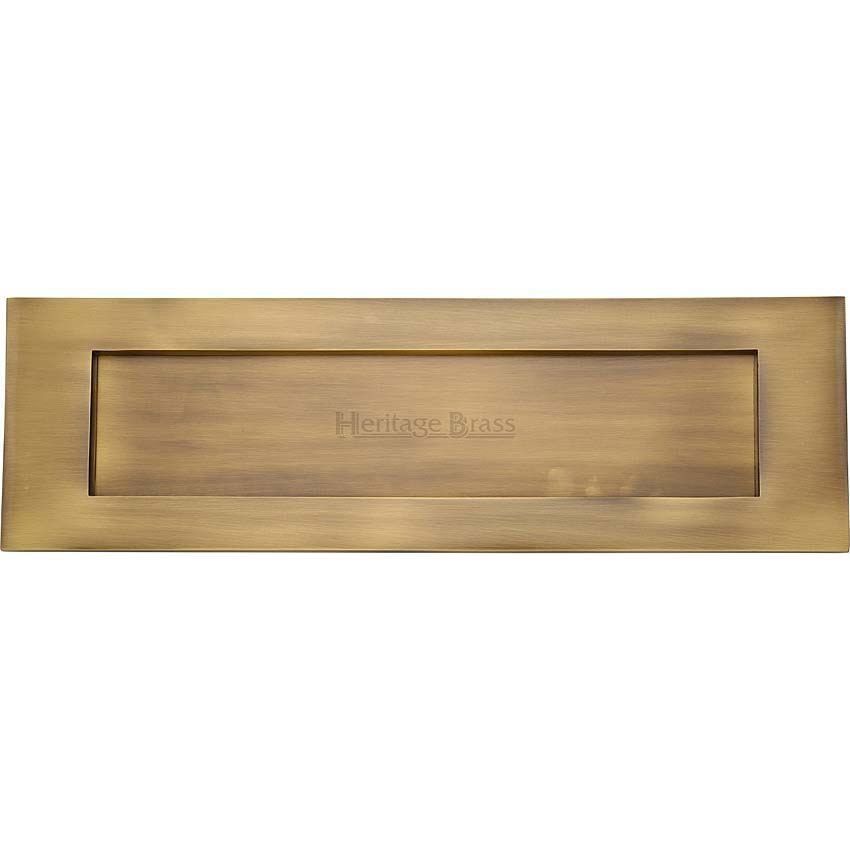 Sprung Flap Letterplate In Antique Finish - V850 406-AT