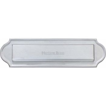 Picture of 280 x 79mm Gravity Flap Curved End Letter Plate In Satin Chrome Finish - V843-SC