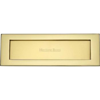 Picture of 305mm x 102mm Sprung Flap  Letterplate In Polished Brass Finish - V850 305-PB
