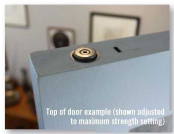 Concealed door magnetic catch fitted to door head