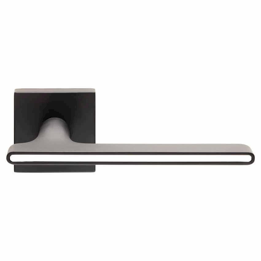Zara Black Door Handles On Square Rose Finish Ceb060Qblkwht at Simply