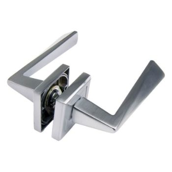 California Door Handle on Square Rose in Satin Chrome - S23-S-SC