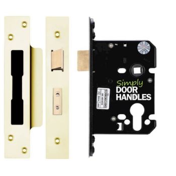 Euro profile sash lock in polished brass and un-lacquered brass finish - ZUKS76EPPBUL