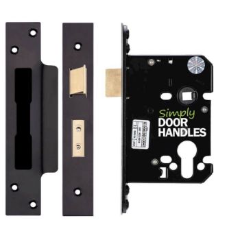 Euro profile sash lock in matt black  - ZUKS76EPPCB