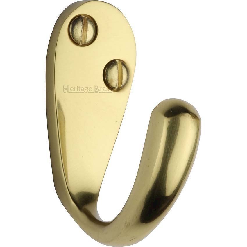 Single Robe Hook Polished Brass finish - V1040-PB