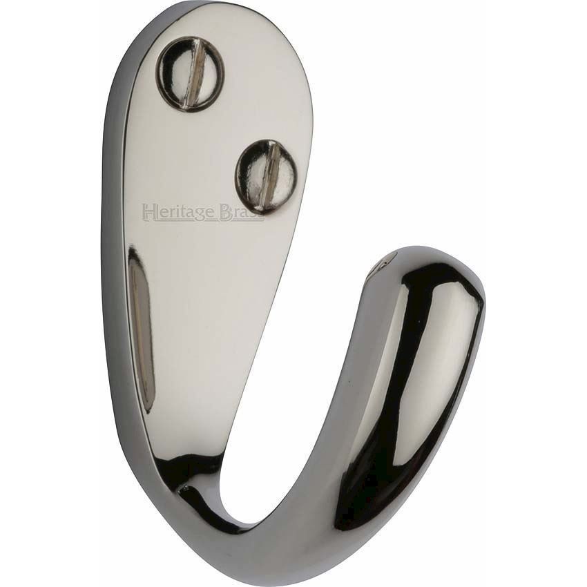 Single Robe Hook Polished Nickel Finish - V1040-PNF