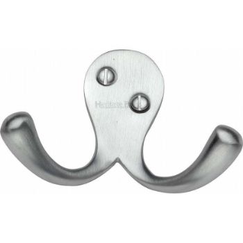 Double Coat Hook Satin Chrome finish - V1060-SC Double Coat Hook Satin Chrome finish - V1060-SC