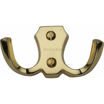 Double Coat Hook Polished Brass finish - V1062-PB Double Coat Hook Polished Brass finish - V1062-PB