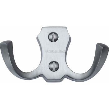 Double Coat Hook Satin Chrome finish - V1062-SC Double Coat Hook Satin Chrome finish - V1062-SC