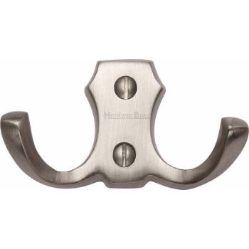 Double Coat Hook Satin Nickel finish - V1062-SN Double Coat Hook Satin Nickel finish - V1062-SN
