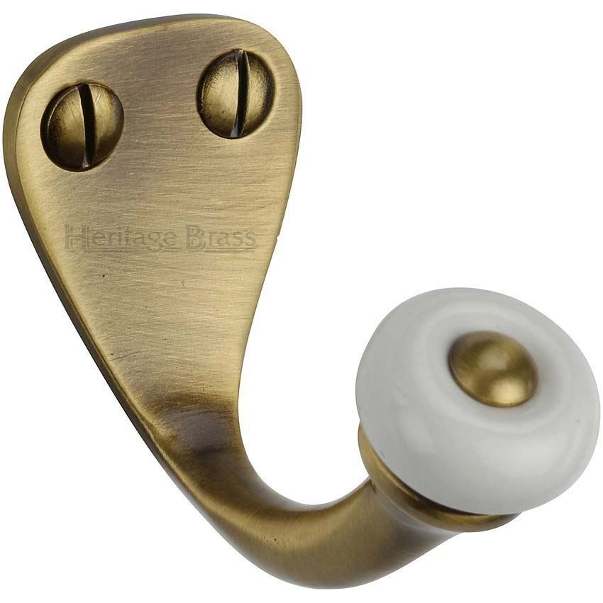 Single Robe Hook Antique Brass Finish - V1044-AT 