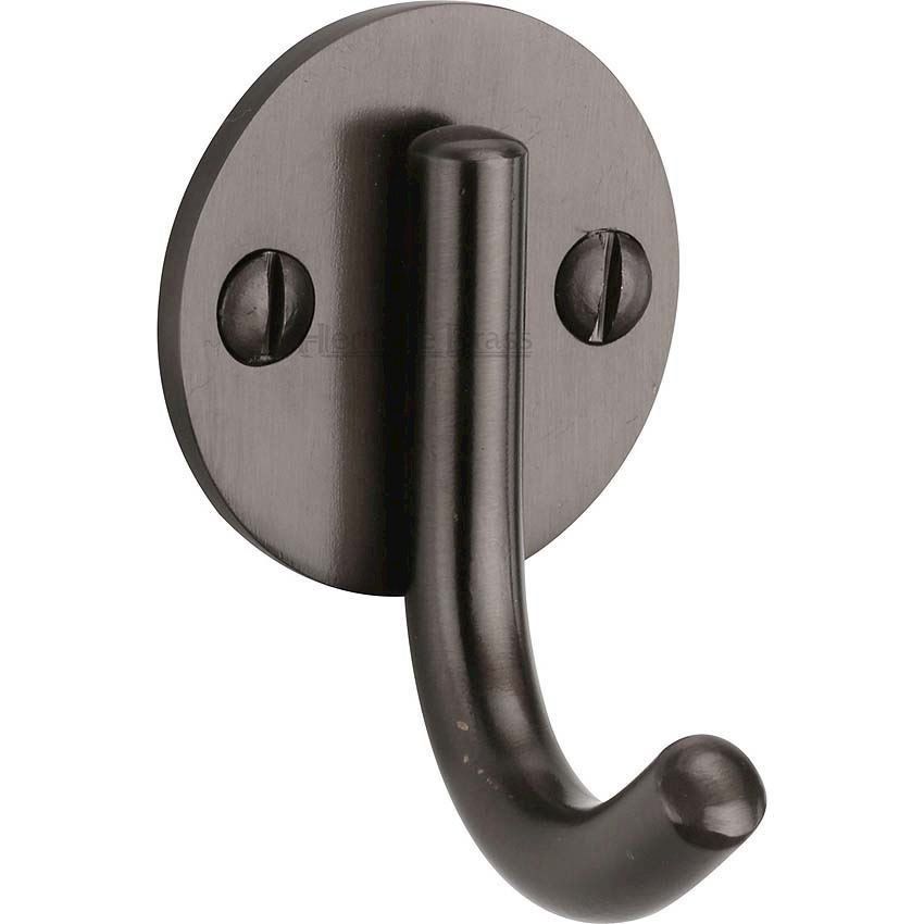 Single Robe Hook in Matt Bronze Finish - V1064-MB