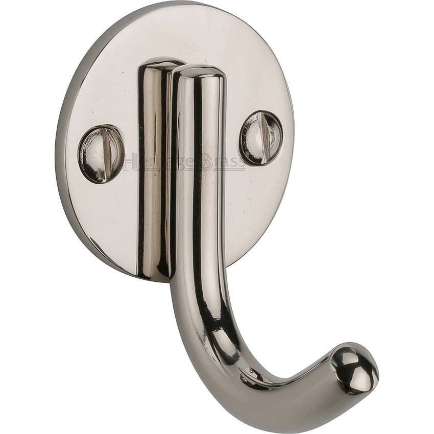 Single Robe Hook in Polished Nickel Finish