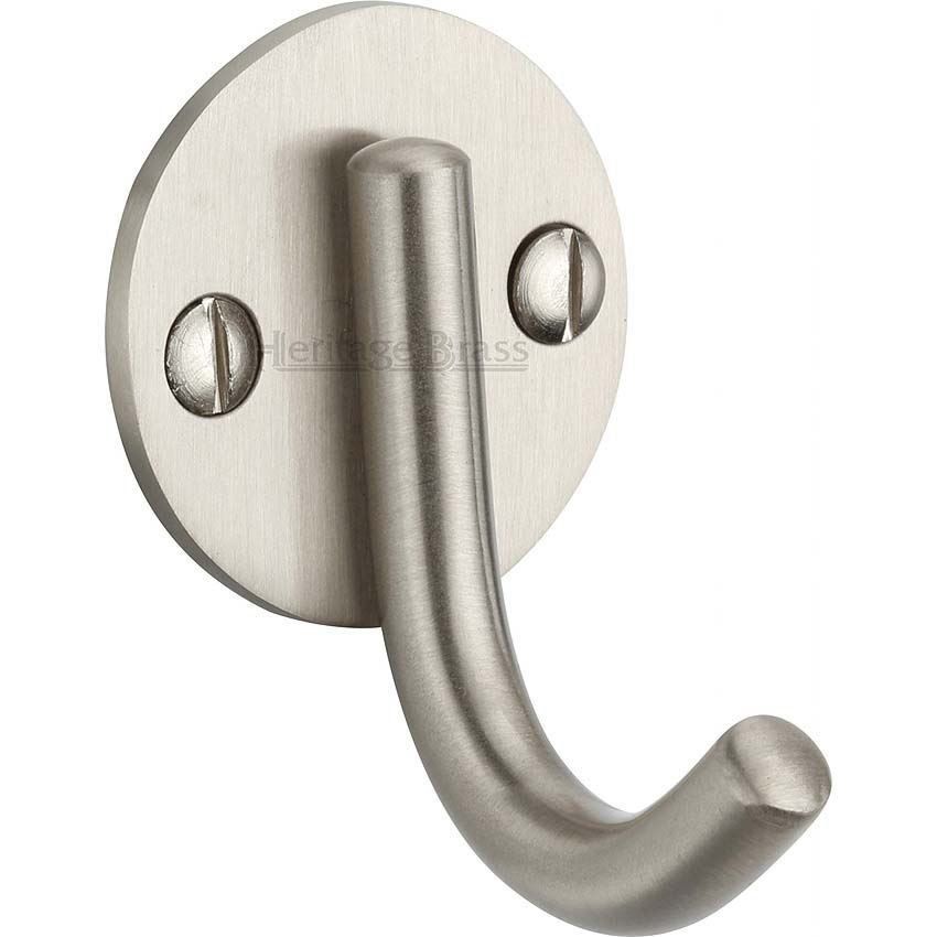 Single Robe Hook in Satin Nickel Finish - V1064-SN