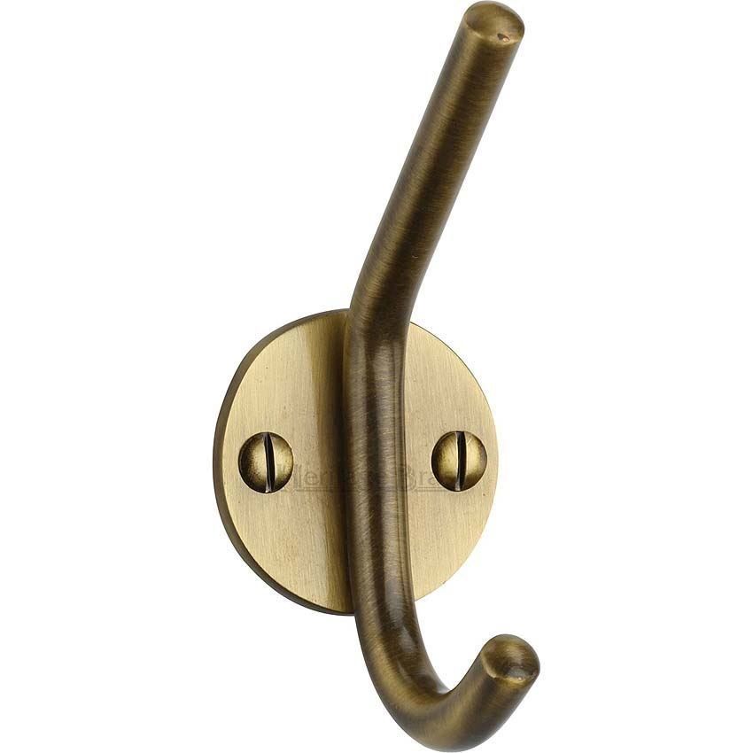 Hat & Coat Hook in Antique Brass Finish - V1065-AT