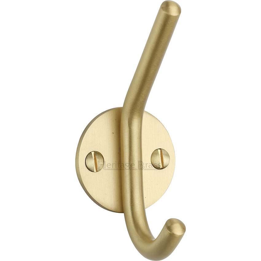 Hat & Coat Hook in Satin Brass Finish - V1065-SB