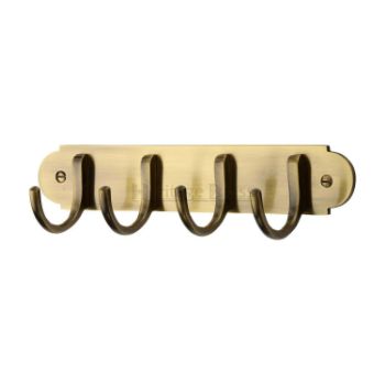 Coat Hooks on Plate Antique Brass Finish - V1079-AT Coat Hooks on Plate Antique Brass Finish - V1079-AT