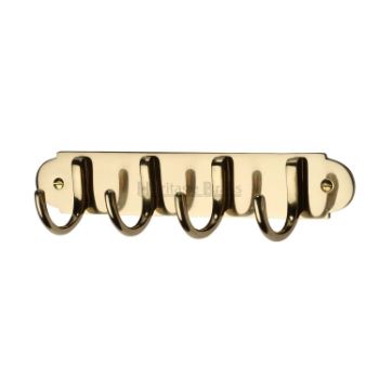Coat Hooks on Plate in Polished Brass Finish - V1079-PB Coat Hooks on Plate in Polished Brass Finish - V1079-PB