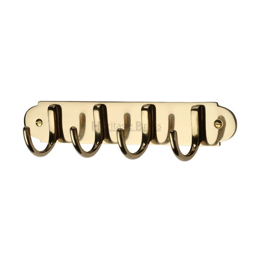 Coat Hooks on Plate in Polished Brass Finish - V1079-PB