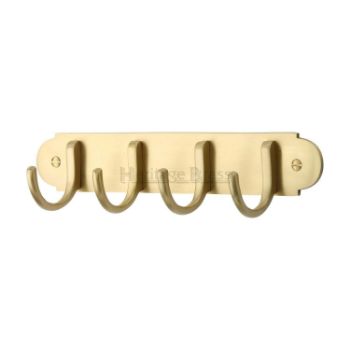 Coat Hooks on Plate in Satin Brass Finish - V1079-SB Coat Hooks on Plate in Satin Brass Finish - V1079-SB
