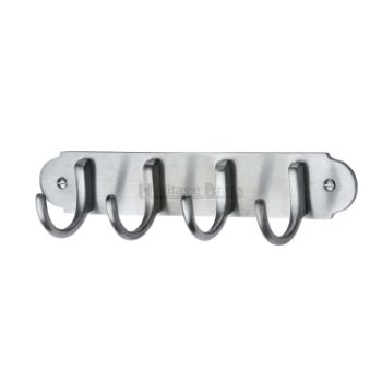 Coat Hooks on Plate in Satin Chrome Finish - V1079-SC Coat Hooks on Plate in Satin Chrome Finish - V1079-SC