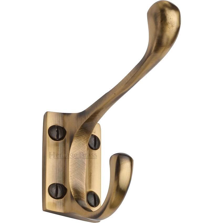 Hat and Coat Hook in Antique Brass - V1056AT