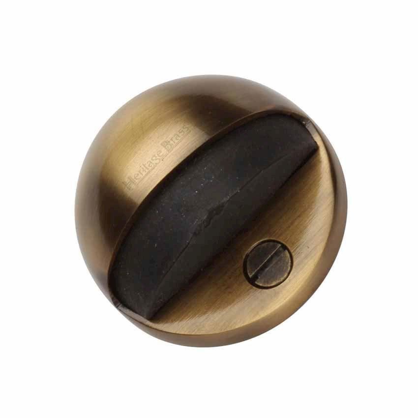 Floor Mounted Shielded Door Stop in Antique Brass Finish - V1080-AT